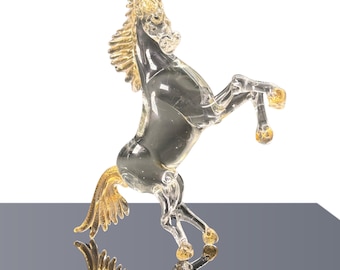 24k Gold Murano Glas Pferdeskulptur "FULMINE" - Handgemacht in Venedig
