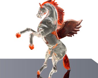 Murano Glass Sculpture Winged “PEGASUS” – Luxury Mythical Art Handmade in Italy