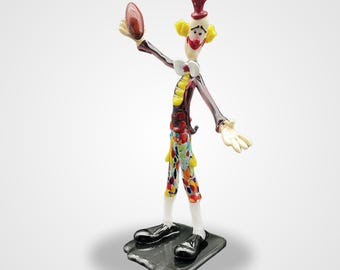 Murano Glas Clown Fußball - handgefertigte venezianische Skulptur