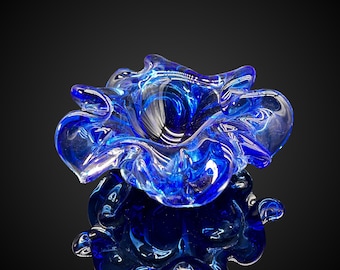 Murano Glas Catchall Schale – Handgemachtes Blaues Kunst Glas