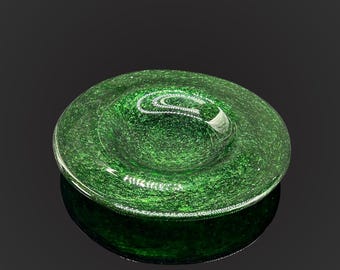 Murano Glas Teller Grün "SMERALDA" - Herzstück handgefertigt in Venedig Italien - Luxus Dekor