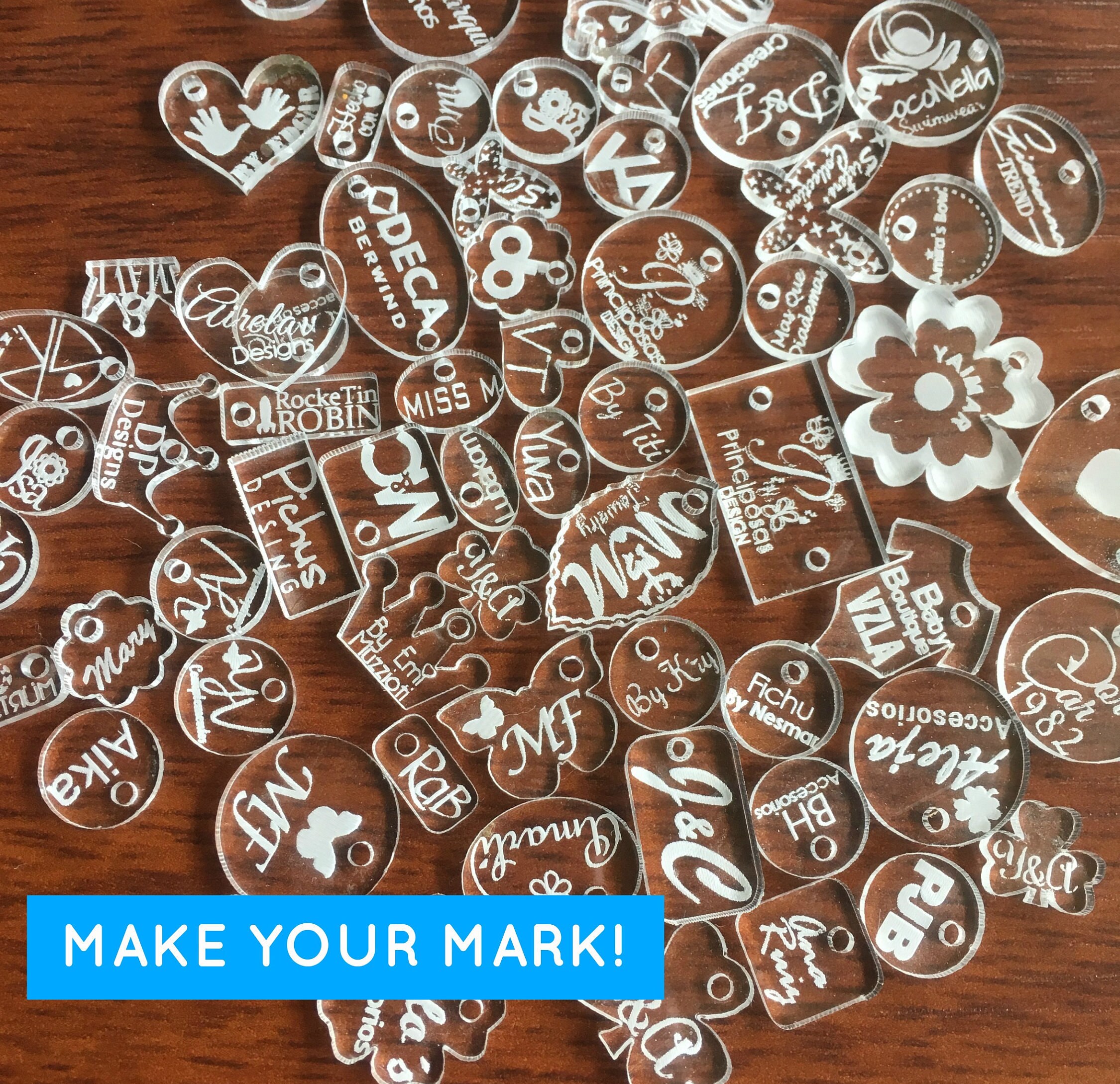 50 CUSTOM acrylic jewelry tags charms or pendants laser Etsy