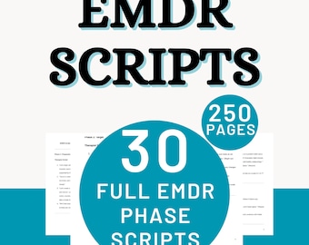 EMDR Scripts | Eye Movement Desensitization and Reprocessing Therapy Worksheets Phases | Trauma Therapist Intervention Techniques Workbook