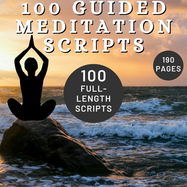 Script di meditazione guidata 100 pacchetti / Foglio di lavoro per strumenti di terapia del respiro consapevole / Affermazioni sull'ansia per la respirazione dei chakra dello yoga Pdf