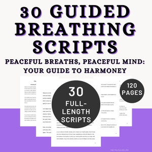 Guided Breathing Scripts 30 | Breathwork Meditation Therapy Aid Exercises | Mindfulness Grounding Technique | Pranayama Yoga Practice Pdf