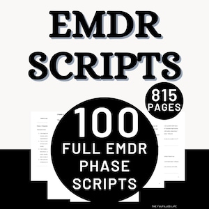 EMDR Scripts | Eye Movement Desensitization Reprocessing Therapy Worksheets Phases | Therapist Intervention Resourcing Workbook Cheat Sheet