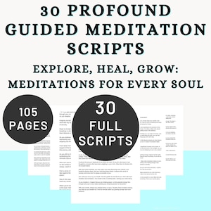 Guided Meditation 30 Scripts Bundle | Therapy Aid Mindfulness Visualization Affirmations | Imagery Breathing Stress Trauma Yoga Anxiety Pdf