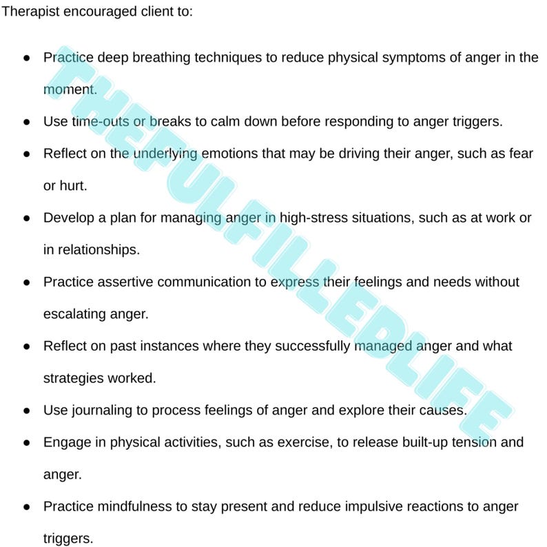 Therapy Progress Note Statements | Therapeutic Interventions Resource Counselor Documentation Workbook Therapist Worksheet Treatment Session bild 8