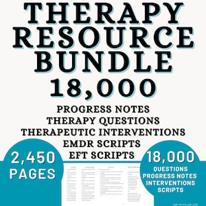 Therapy Bundle Resource | Progress Notes Questions Scripts Intervention Therapist Session |  Workbook