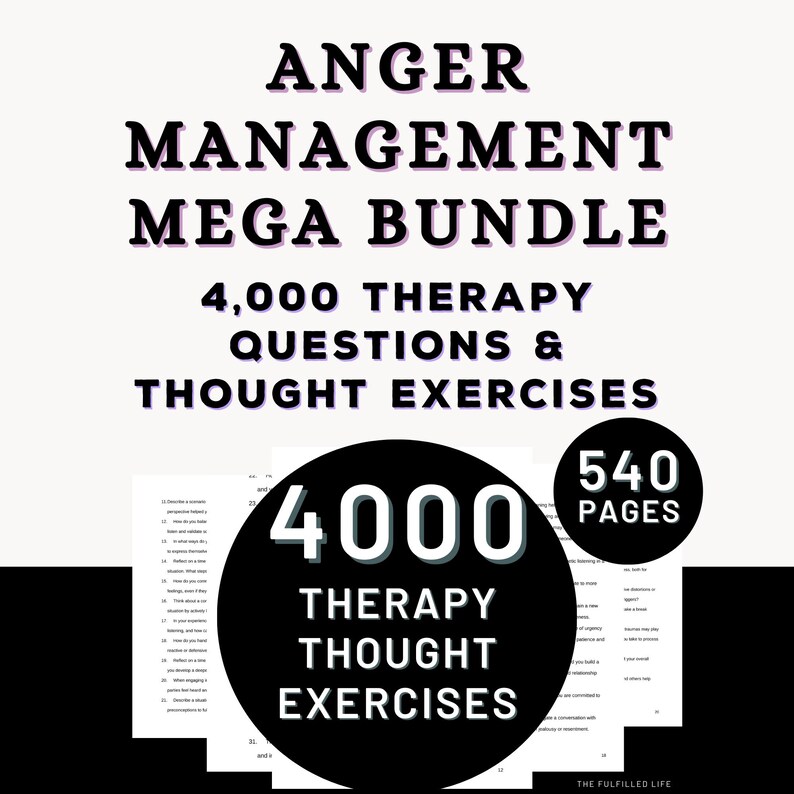 Anger Management | Angry Impulse Control Workbook Therapy Questions ...