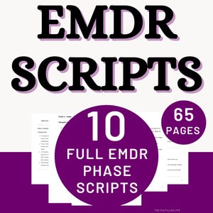 EMDR Scripts | Eye Movement Desensitization and Reprocessing Therapy Worksheets Phases | PTSD Therapist Intervention Techniques Workbook