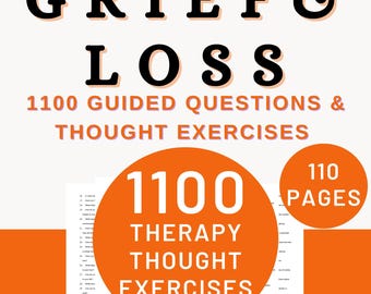 Grief and Loss | Bereavement Healing Therapy Teens Adults Workbook Sorrow Worksheets Journal | Therapist Intervention Therapeutic Questions