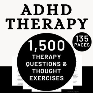 ADHD Therapy | Attention Hyperactivity Disorder Worksheet | Adult Focus Executive Functioning Workbook Ideas Teen Kid Neurodivergence Coping