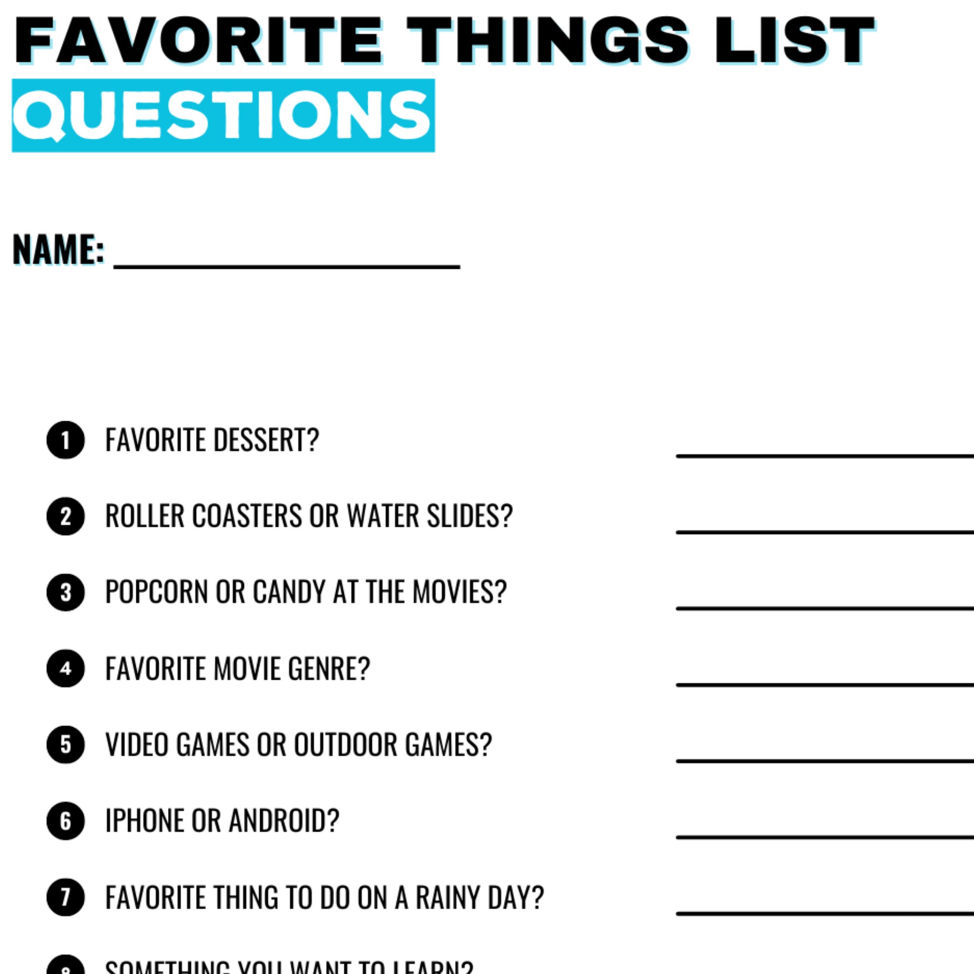 Coworker Favorites Questions Employee Questionnaire Team Get to Know