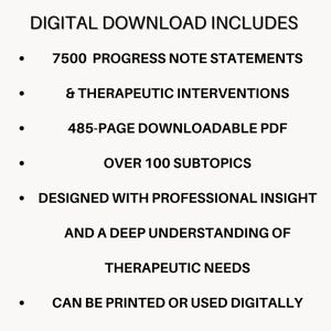 Therapy Progress Note Statements | Therapeutic Interventions Resource Counselor Documentation Workbook Therapist Worksheet Treatment Session bild 2