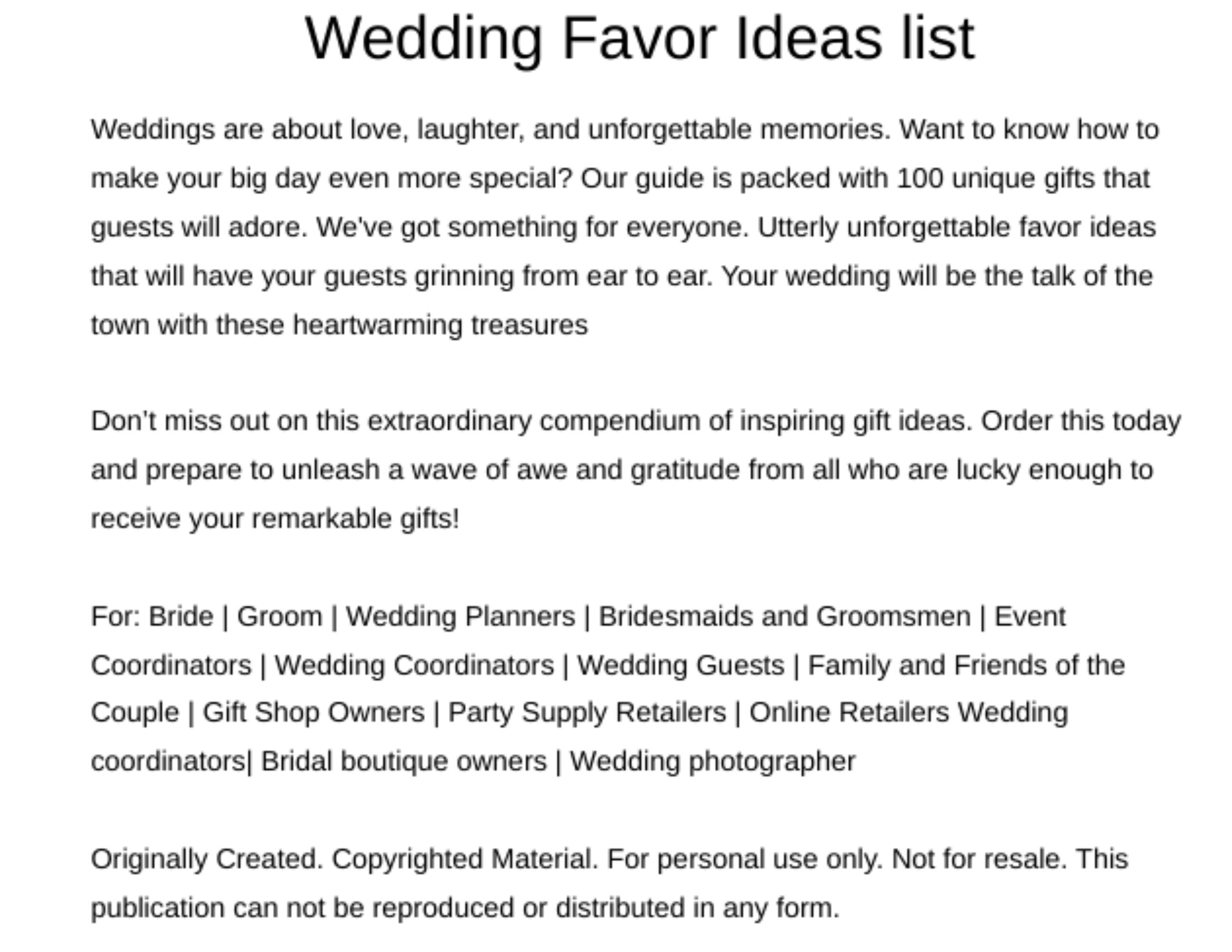 Wedding Favor Ideas Guide Marriage Keepsakes Wedding Thank - Etsy
