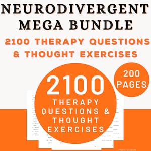 Neurodivergent Therapy Bundle | Neurodivergence Autism Worksheet | Neurodiversity ADHD Sensory Spectrum Disorder Workbook Adult Teen Kids
