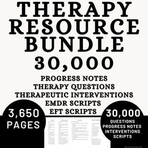 Therapy Resource Bundle | Progress Notes Questions Scripts Intervention Therapist Session |  Workbook Therapeutic Cheat Sheet LPC Worksheet