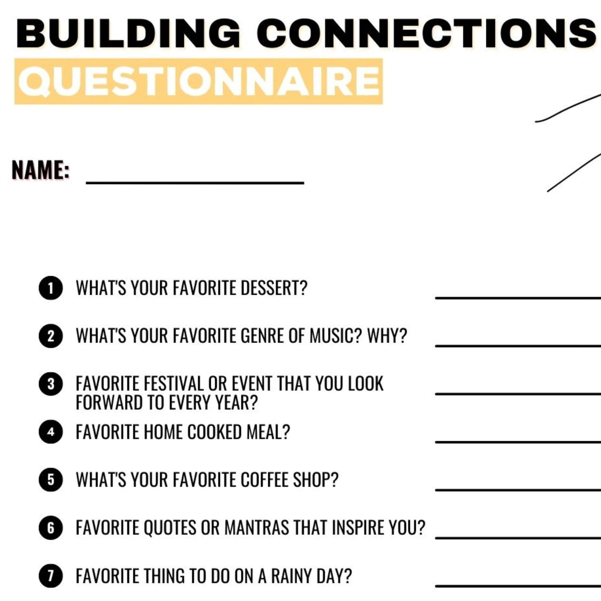 Roommate Questionnaire Friends Neighbor Questions Printable - Etsy