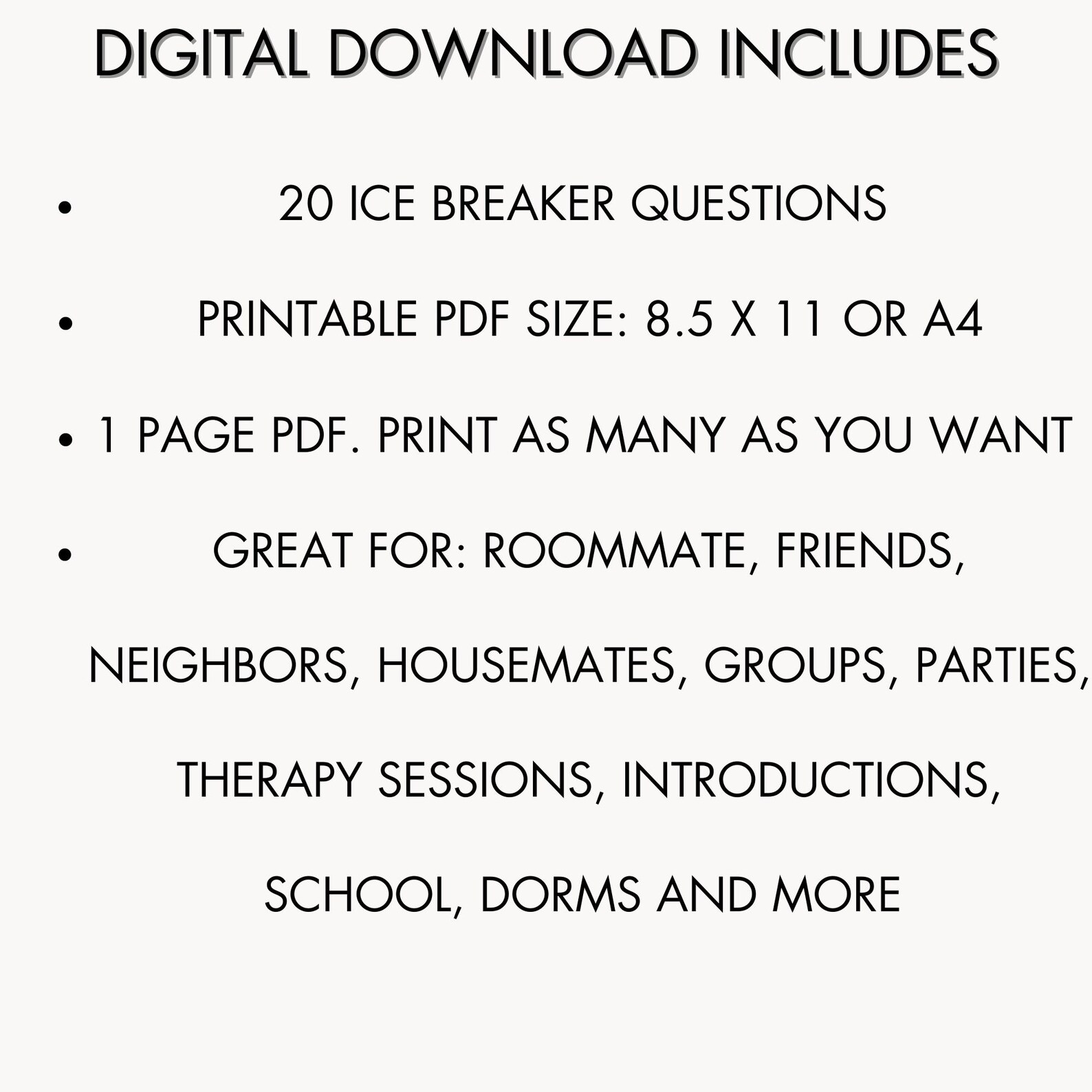Roommate Questionnaire Friends Neighbor Questions Printable - Etsy
