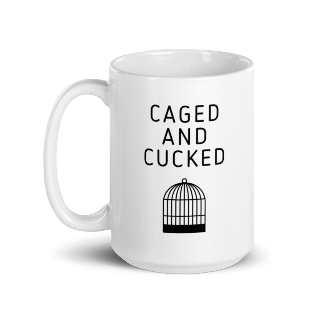 Caged and Cucked Mug Chastity Coffee Cup Joke Cuckold