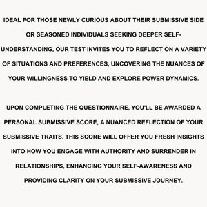 Submissive Test Questionnaire | Bdsm Quiz Questions Activities | Couples Submissive Bottom ...