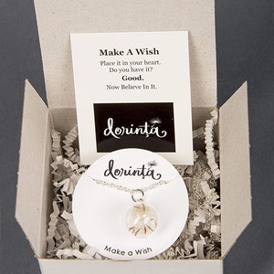 Personalized Hand Blown Wish Necklace with a Glass Globe Pendant - Gift Box with a Wish Card , 30&quot;