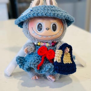 Labubu Denim Dress and Hat ONLY - Crochet #labubu