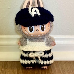 Crochet Labubu LA Dodgers Outfit: Baseball Cap, Tank, Pants