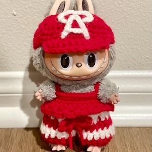 Crochet Labubu Angels Baseball Outfit: Cap, Tank, Pants