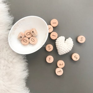 Wooden Alphabet Letters/ Wooden Alphabet/ Wood Pendant/ Round Alphabet/ Wooden Beads/ Bead/ Craft Beads/ Loose Beads/ Beading Supply