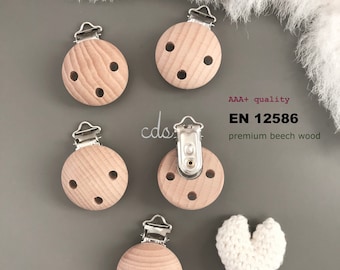 35mm Wooden Clips/ Round/ Eco/ Natural Wood Pacifier Clip/ Natural Wood Dummy Holder/ Wood Suspender Clip/ Round Wooden Clip