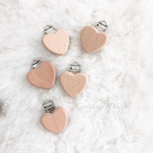 Wooden Pacifier Clips/ Heart/ Suspender Clip/ Dummy Clip/ Baby/ Pacifier Clip/ Newborn Pacifier/ Soothie Pacifier/ Organic/ Teething/ Eco
