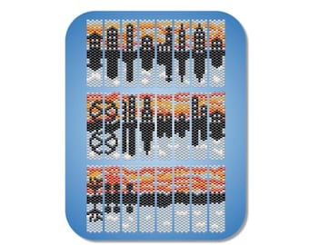 Carrier Bead Patterns, Odd Count Peyote, Reversible Skyline Scene