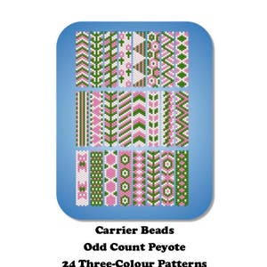 3 Colour Carrier Bead Patterns, Odd Count Peyote, Three-Colour Patterns, Full Word Charts, Colourway 1 image 1