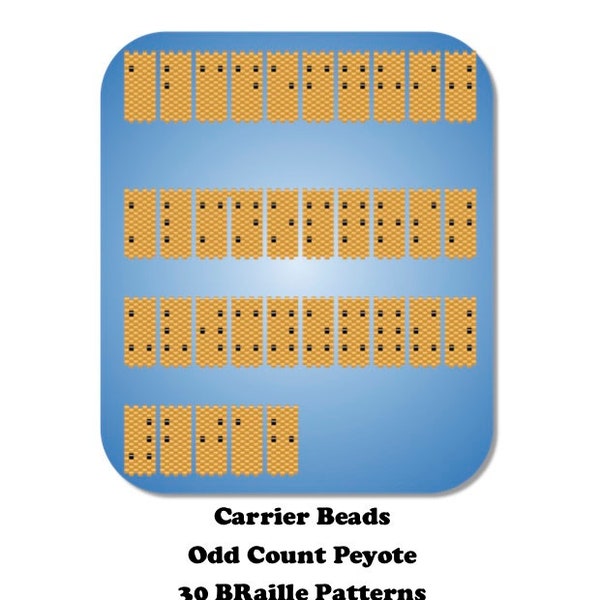 Carrier Bead Braille Letters, Odd Count Peyote Braille Alphabet, Gift for Braille reader. Gift for blind person