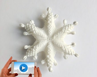 Beaded Christmas Snowflake Cellini Star,  Christmas ornament,  Geometric Beading Pattern.