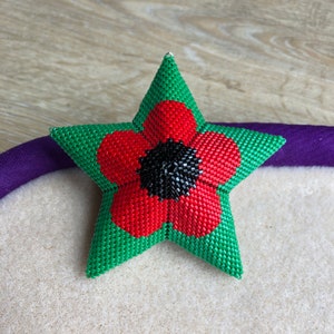 3D Peyote Poppy Warped Square Star, Hanging ornament, New video style pattern, Geometric Beading Pattern, Remembrance Star image 6