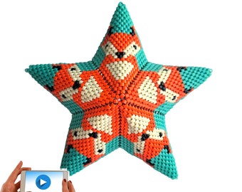 3D Peyote Fox Warped Square Star, new style VIDEO tutorial, Geometric Beading Pattern, Fox Beaded Star Tutorial