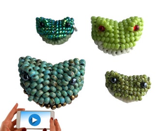 NUOVA perlina di rana, perlina di peyote 3D, motivo geometrico di perline, rana di perline 3D, perlina di animali