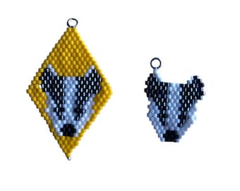 Brick Stitch Badger Charm, Perlen Diamant Form, Ohrringe, Bettelarmband. Passend zur Lockdown Menagerie Cete of Badgers Star