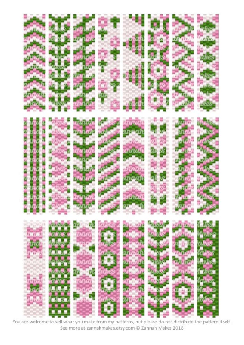 3 Colour Carrier Bead Patterns, Odd Count Peyote, Three-Colour Patterns, Full Word Charts, Colourway 1 image 2