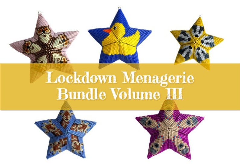 LOCKDOWN MENAGERIE BUNDLE Vol 3 Llamas Rubber Duckie Badgers and Giraffes 3D warped square Stars Owls