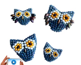 NEW Owl Critter Bead, 3D Peyote Beaded Bead, Geometric Beading Pattern, 3D Beaded Owl, Animal Bead