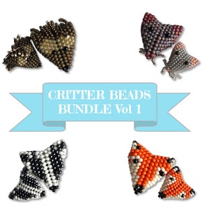Critter Bead Bundle Vol 1, Hedgehog, Badger, Fox and Mouse. 3D Peyote Beaded Bead, Geometric Beading Pattern
