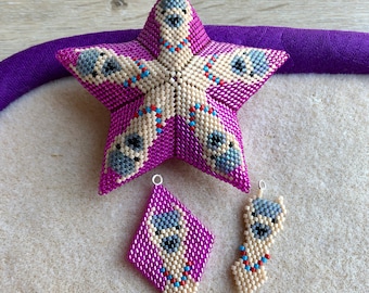 BUNDLE Brick Stitch Llama Charm AND  the Lockdown Menagerie Alarm O'Llamas Star, beaded diamond shape, earrings, charm bracelet.
