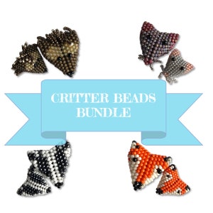 Critter Bead Bundle, Hedgehog, Badger, Fox and Mouse. 3D Peyote Beaded Bead, Geometric Beading Pattern