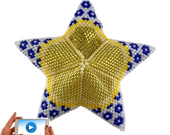 FRUIT SALAD COLLECTION. Lemon. Citrus 3D Warped Square Beaded Star Pattern. Lemon, Orange and Lime. New style Video Tutorial.