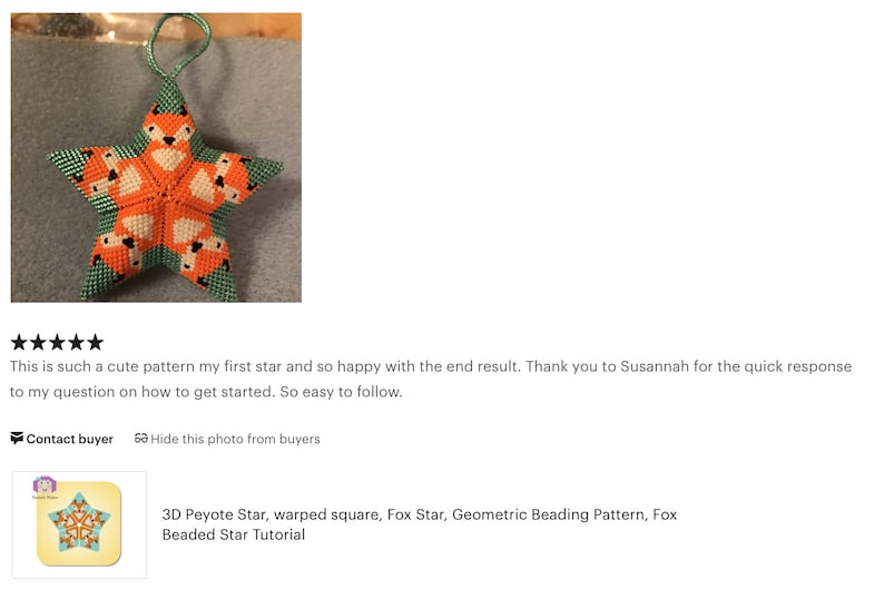 3D Peyote Fox Warped Square Star, new style VIDEO tutorial, Geometric Beading Pattern, Fox Beaded Star Tutorial image 7