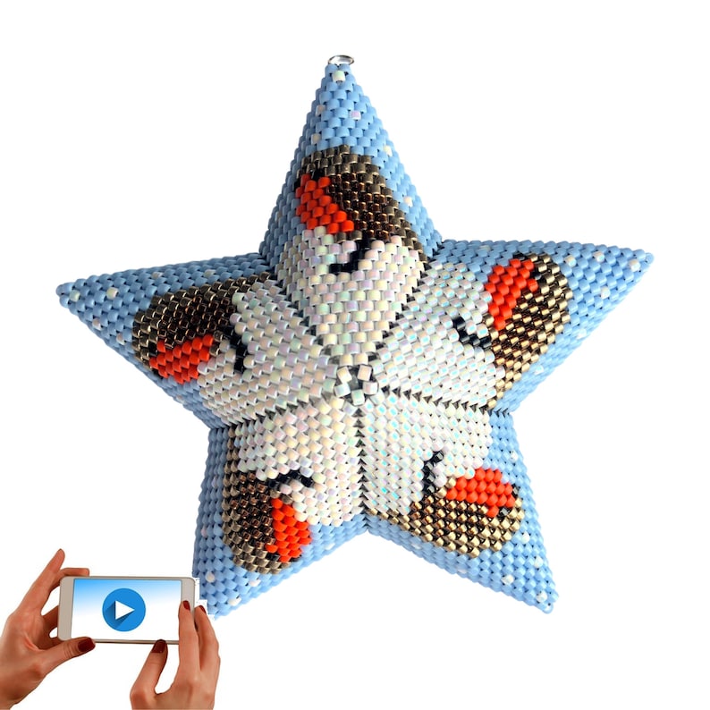 9. A Round of Robins 3D Warped Square Star Beading Pattern, The ninth of the LOCKDOWN Menagerie Collection, New style Video Tutorial. image 1